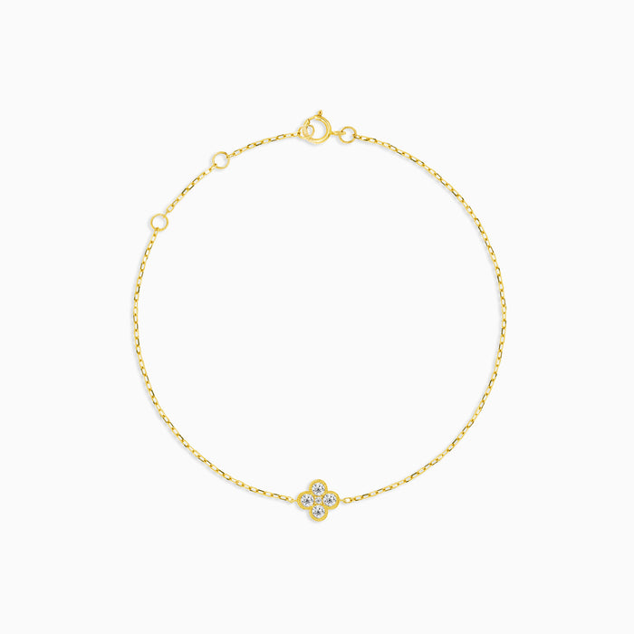 Diamond Flower Bracelet in 14k Yellow Gold