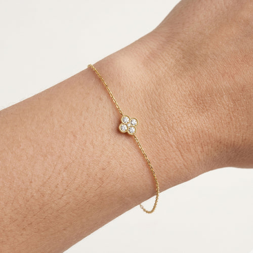 Diamond Flower Bracelet in 14k Yellow Gold