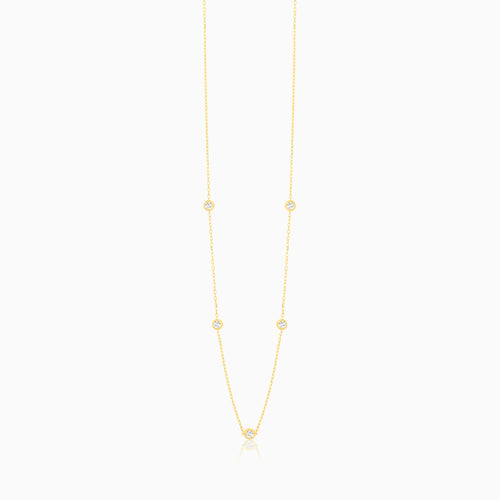 Náhrdelník s pěti diamanty v bezel osazení ze žlutého zlata