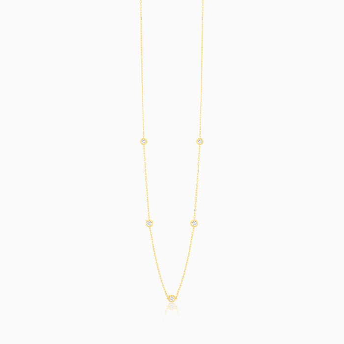 Náhrdelník s pěti diamanty v bezel osazení ze žlutého zlata