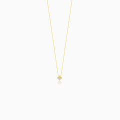 14K Yellow Gold Clover Diamond Necklace