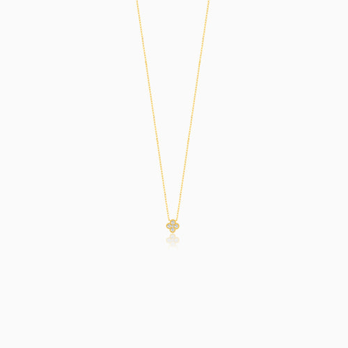 14K Yellow Gold Clover Diamond Necklace