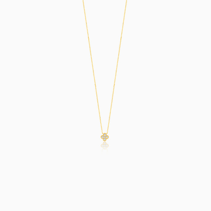 14K Yellow Gold Clover Diamond Necklace