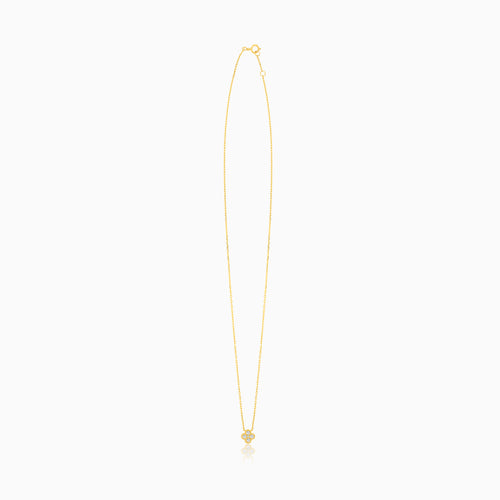 14K Yellow Gold Clover Diamond Necklace
