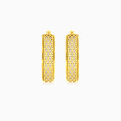 Harmony Mesh Fusion Hoops in 14kt Yellow and White Gold