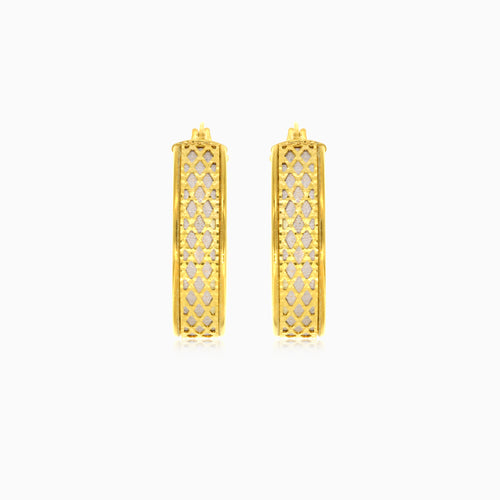 Harmony Mesh Fusion Hoops in 14kt Yellow and White Gold