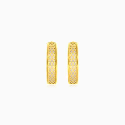 Dual Radiance Mesh Lock Hoops in 14kt Yellow & White Gold