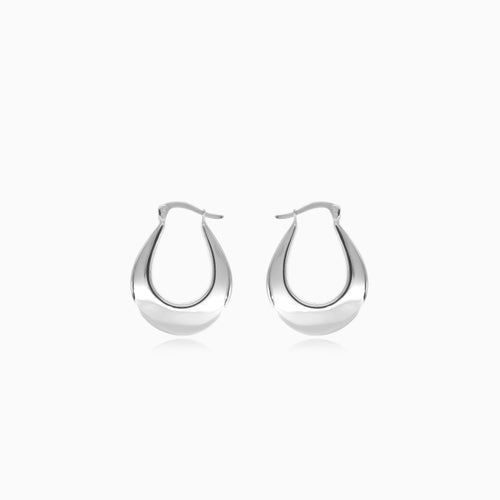 14kt white gold drop hoops