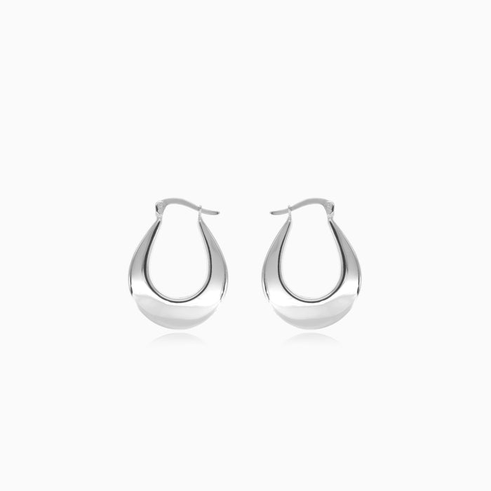 14kt white gold drop hoops