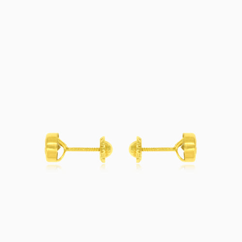 18kt Gold Stud Earrings with Cubic Zirconia and Secure Screwback Closure