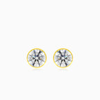 18kt Gold Stud Earrings with Cubic Zirconia and Secure Screwback Closure