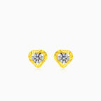 18kt Yellow Gold Heart Earrings with Cubic Zirconia