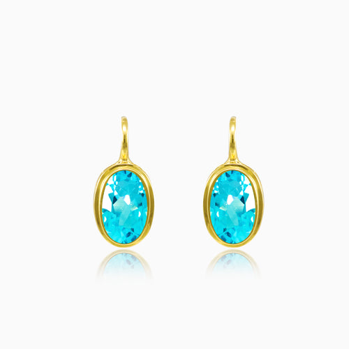 Classic yellow gold and topaz earrings