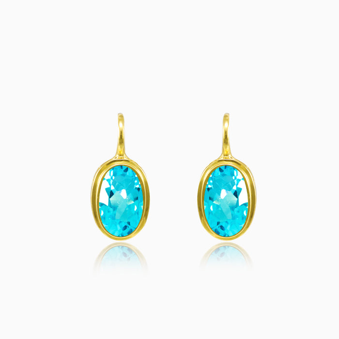 Pendientes clásicos de oro amarillo y topacio