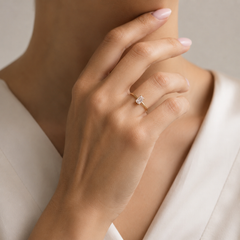 Minimalist Yellow Gold Baguette Zircon Ring