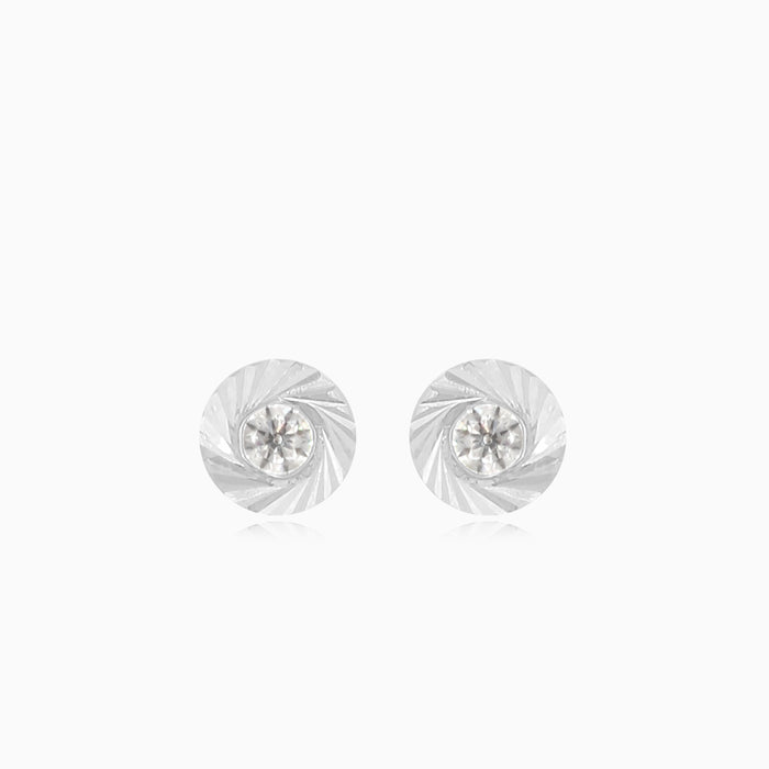 Pendientes de botón chispeantes dorados luminosos de oro blanco
