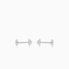 Luminous white gold sparkle stud earrings