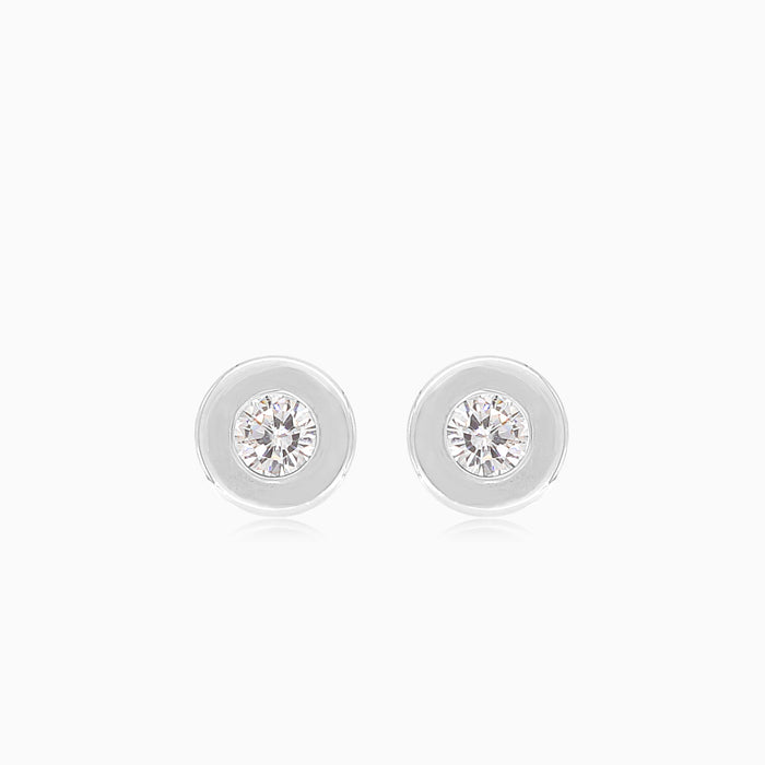 18kt white gold round bezel cubic zirconia stud earrings