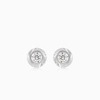 Lustrous white gold with round cubic zirconia stud earrings