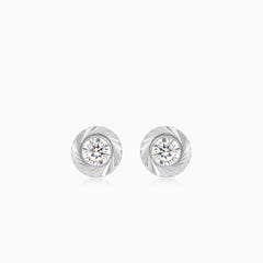 Lustrous white gold with round cubic zirconia stud earrings