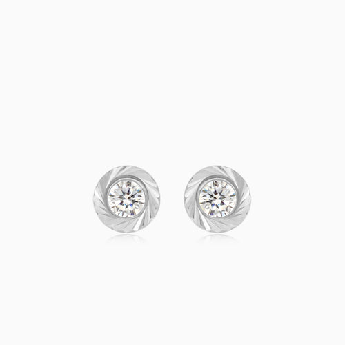 Lustrous white gold with round cubic zirconia stud earrings