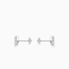 Lustrous white gold with round cubic zirconia stud earrings