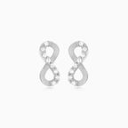 Infinity cubic zirconia studs white gold earrings