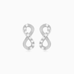 Infinity cubic zirconia studs white gold earrings