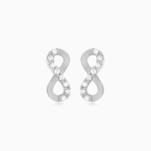 Infinity cubic zirconia studs white gold earrings