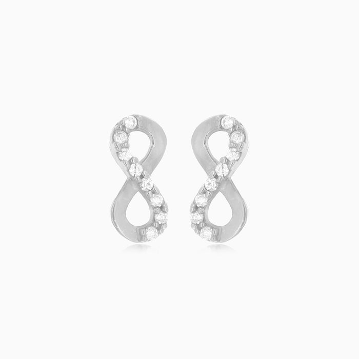 Infinity cubic zirconia studs white gold earrings