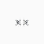 White gold stud earrings with round cubic zirconia