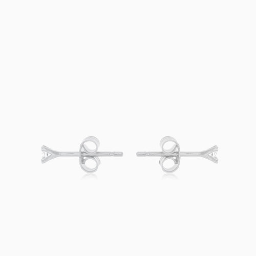 White gold stud earrings with round cubic zirconia