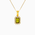 Rectangle moldavite gold pendant