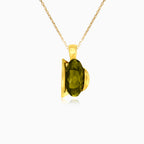 Elegance in Gold with Oval Cut  Moldavite