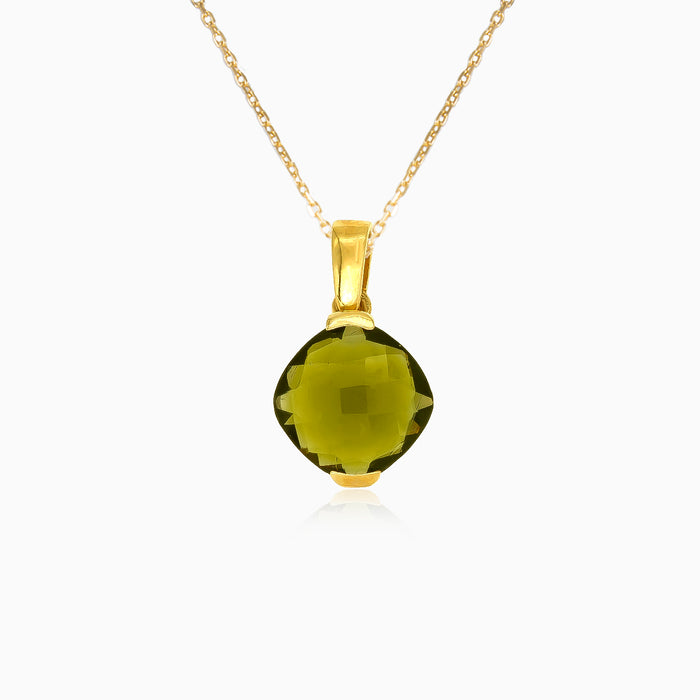 Gelbgoldener Anhänger „Luminescent Elegance“ mit Kissen-Moldavit