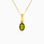 Yellow Gold Pendant with Exquisite Moldavite Stone