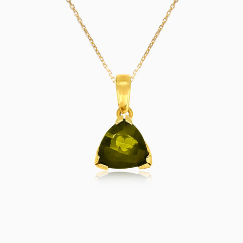 Trilliant Moldavite Pendant in V-Prong Setting