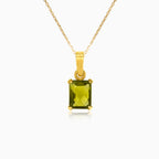 Radiant Elegance in Yellow Gold  with Moldavite Radiant Cut Stone