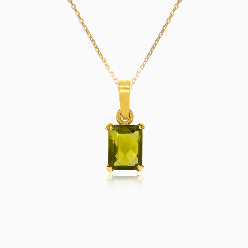 Radiant Elegance in Yellow Gold  with Moldavite Radiant Cut Stone