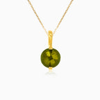 Round Moldavite Gold Pendant in  Yellow Gold