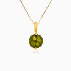 Round Moldavite Gold PendanPendentif rond en or jaune avec moldavitet in  Yellow Gold