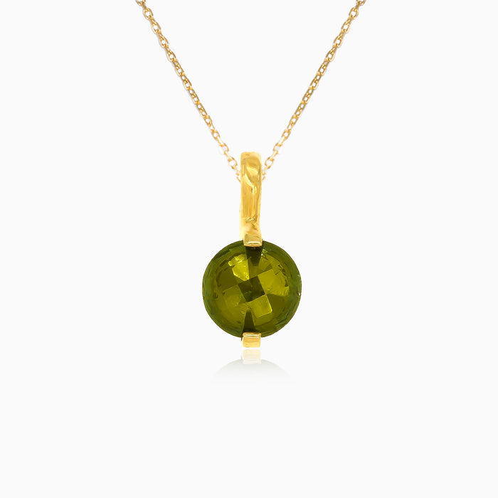 Runder Moldavit-Gold-Anhänger aus Gelbgold