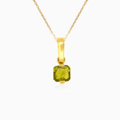 Moldavit Anhänger in Gelbgold