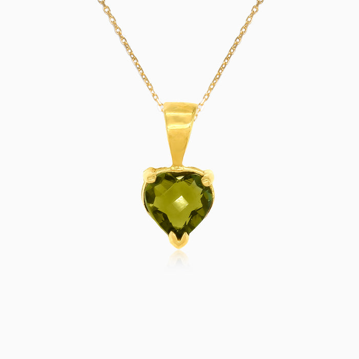 Herzliche Ausstrahlung in Gelbgold mit herzförmigem Moldavit