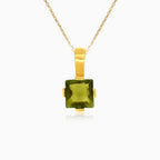 Celestial Chic in Yellow Gold with Princess Cut Moldavite