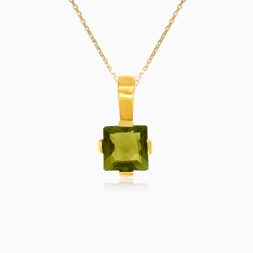 Celestial Chic in Yellow Gold with Princess Cut Moldavite