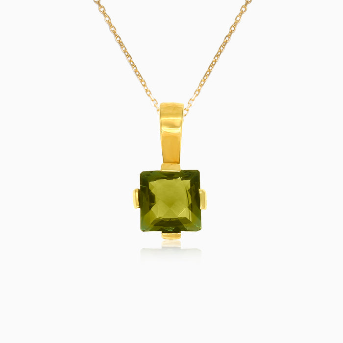 Himmlischer Chic in Gelbgold mit Princess Cut Moldavit