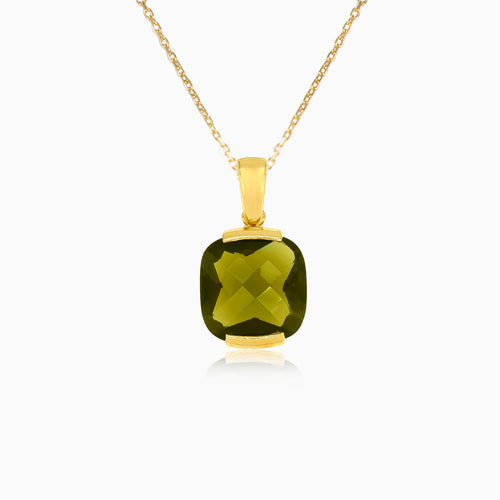 Golden Radiance in Yellow Gold with Cushion Cut  Moldavite