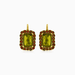 Radiant elegance moldavite and garnet drops