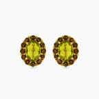 Royal treasures moldavite and garnet earrings